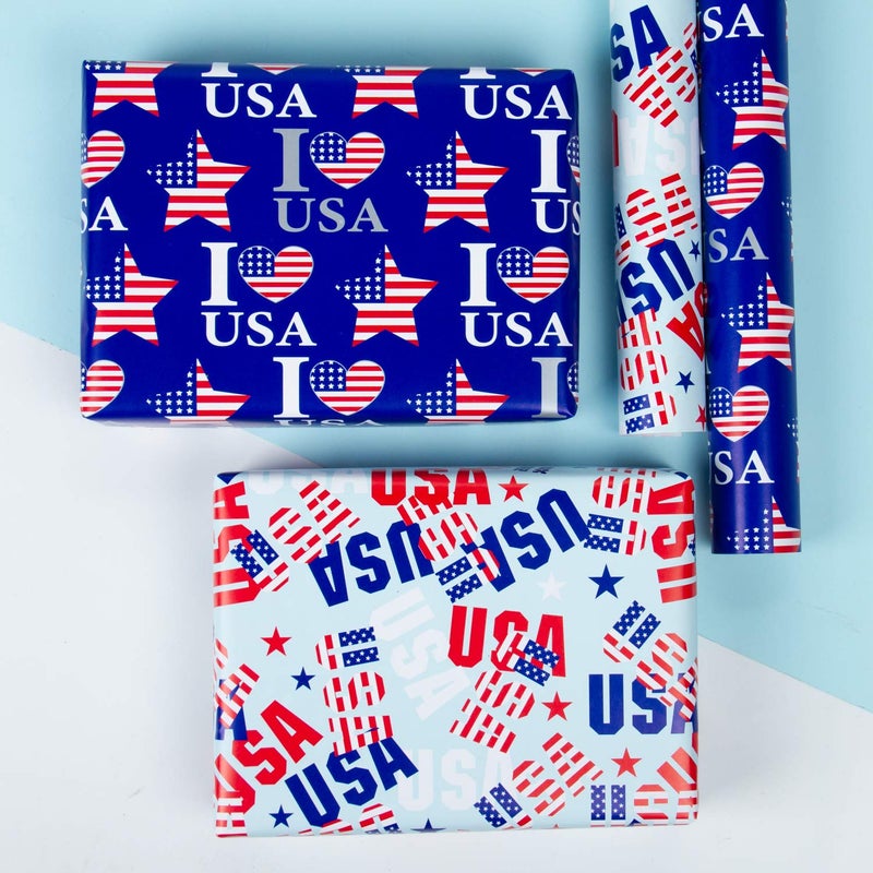 WRAPAHOLIC Wrapping Paper Sheet - Memorial Day, 4th of July Design for Birthday, Holiday, Wedding, Baby Shower - 1 Roll Contains 6 Sheets - 17.5 inch X 39.3 inch Per Sheet - Image 4
